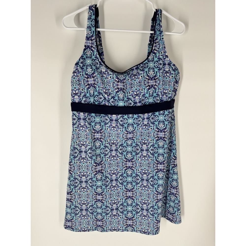 Lands' End Womens Scoop Neck Underwire Tankini Top Dress Sz 14 Empire Modest